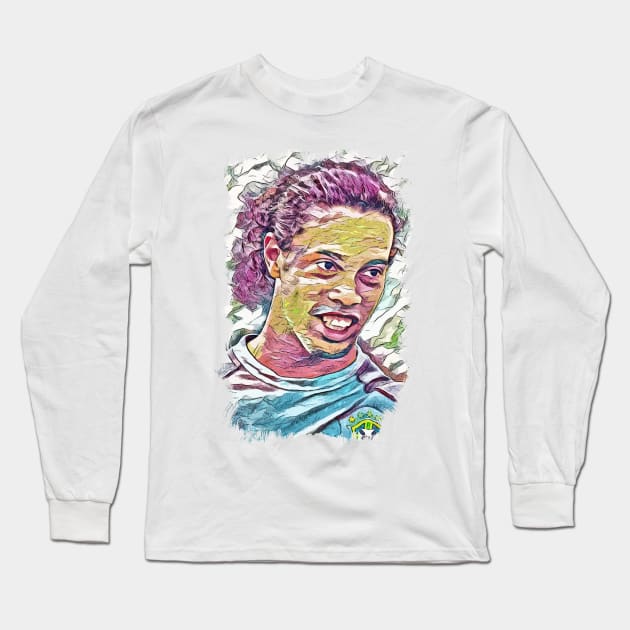 The Legend of Brasil - Abstract Portrait Long Sleeve T-Shirt by Naumovski